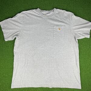 Carhartt Mens Gray Crew Neck Short Sleeve Pocket Workwear T-Shirt Sz 2XL Tall